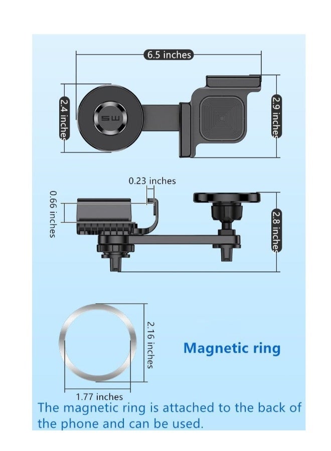 Tesla Phone Mount, Strongest Magnet Power Magnetic Car Phone Holder Mount for Tesla 3/Y Accessories Fits for All iPhone & Android Phones - with Magnetic Ring - Image 3