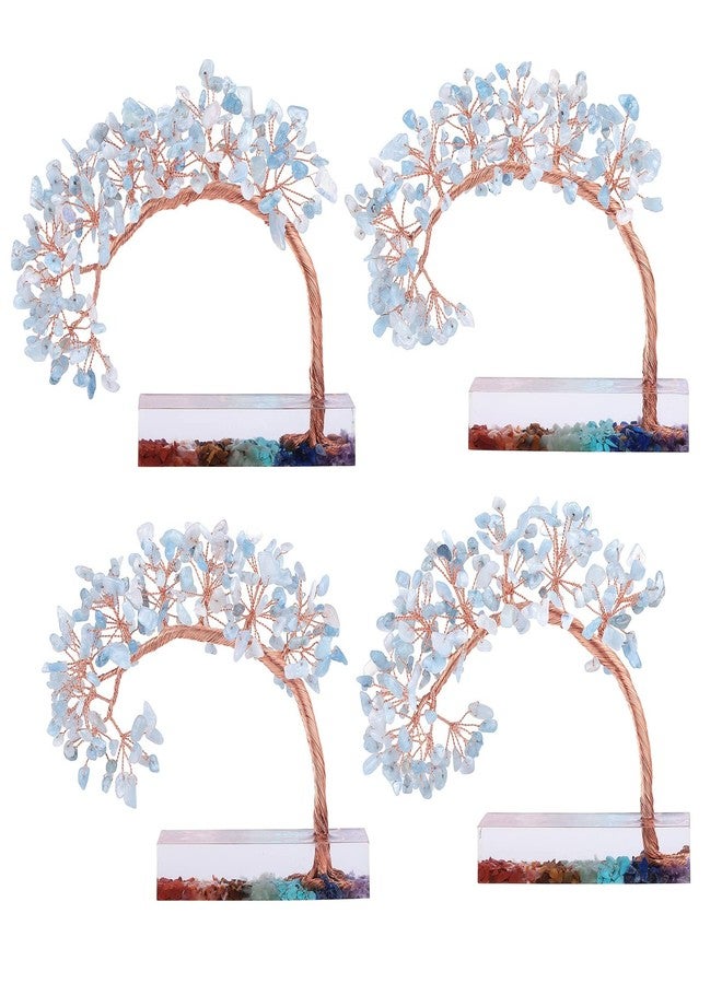 mookaitedecor Natural Aquamarine Crystal Money Tree with 7 Chakra Stones Resin Base, Feng Shui Crystal Stone Tree of Life Ornament for Altar Table Home Decor - Image 3