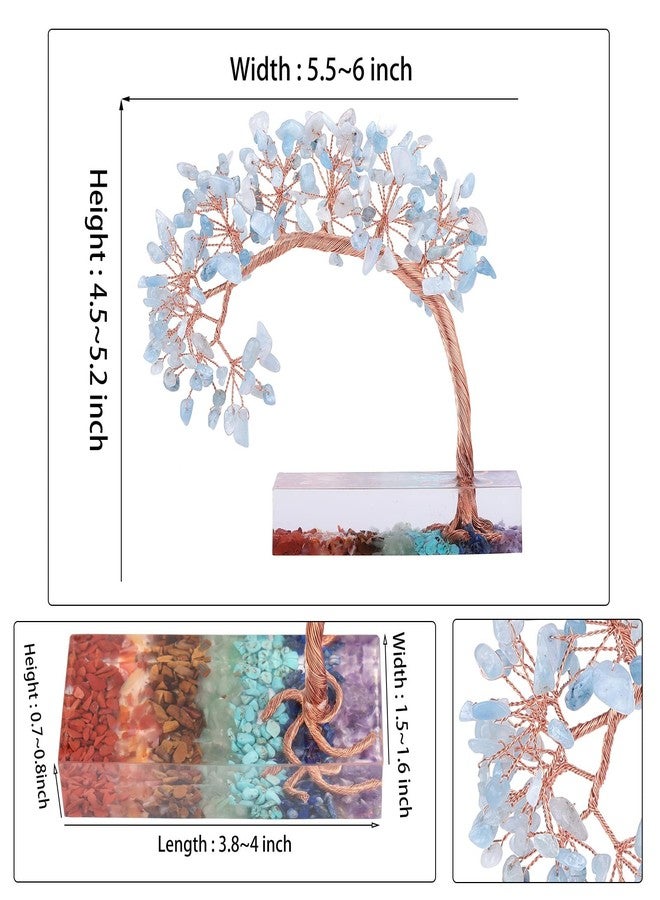 mookaitedecor Natural Aquamarine Crystal Money Tree with 7 Chakra Stones Resin Base, Feng Shui Crystal Stone Tree of Life Ornament for Altar Table Home Decor - Image 2