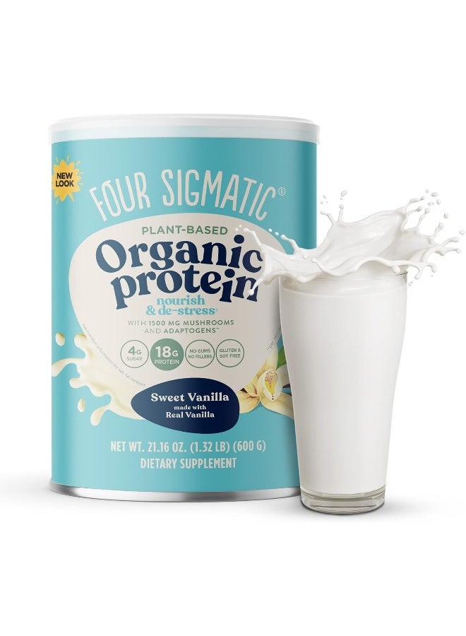 Four Sigmatic Organic Plant-Based Protein Powder By | Sweet Vanilla Protein With Lion’S Mane, Chaga, Cordyceps, And More | Clean Vegan Protein Elevated For Brain Function And Immune Support | 21.16 Oz - Image 1