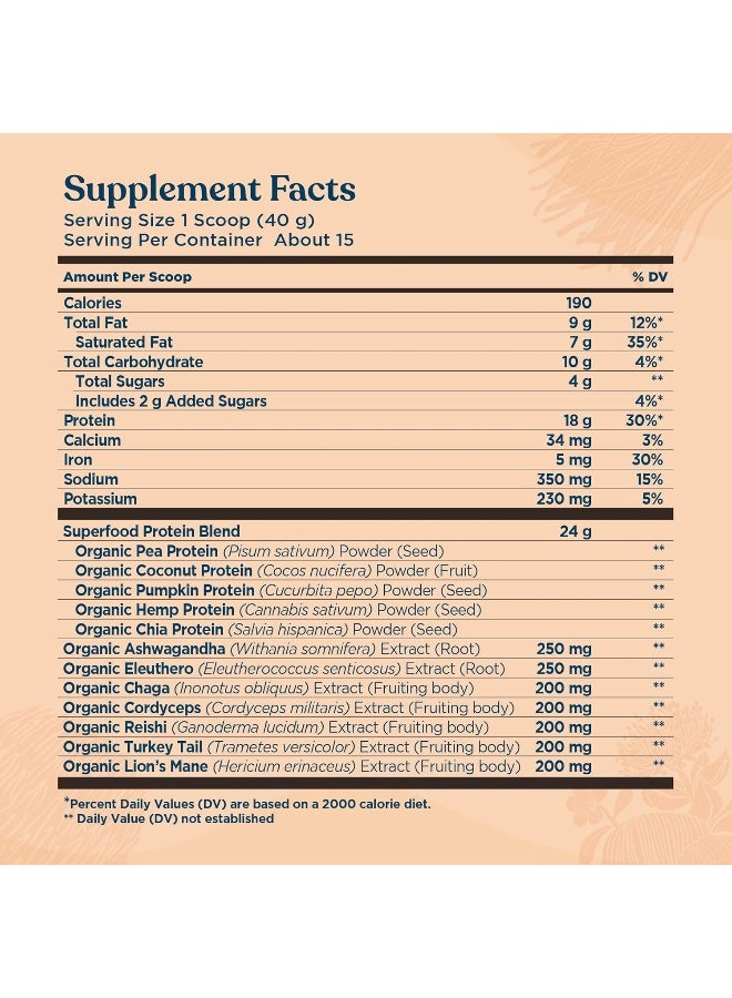 Four Sigmatic Organic Plant-Based Protein Powder By | Sweet Vanilla Protein With Lion’S Mane, Chaga, Cordyceps, And More | Clean Vegan Protein Elevated For Brain Function And Immune Support | 21.16 Oz - Image 2