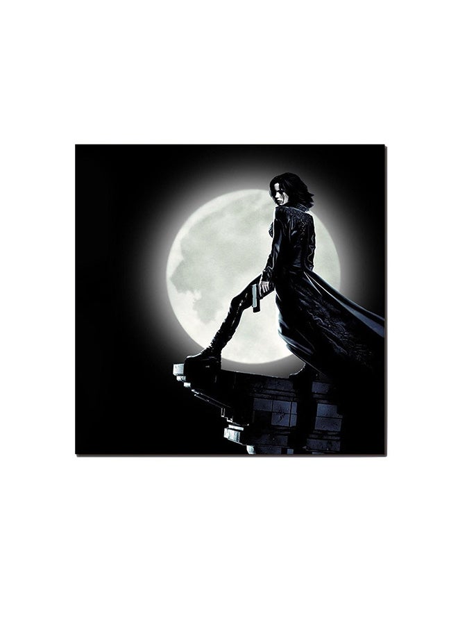 RYN Woman And Moon Wall Art Painting Black/Blue/White 30 x 30centimeter - Image 2