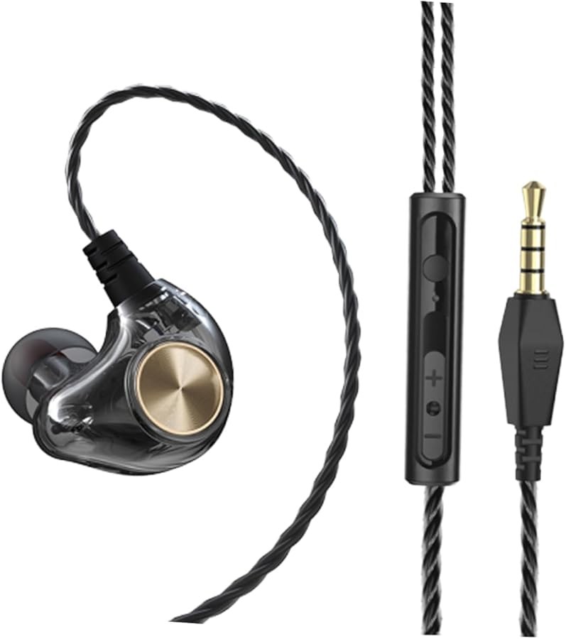 Nuobesty Wired Earphone with Mic Powerful Bass Ergonomic Secure Headset Transparent Black - Image 1