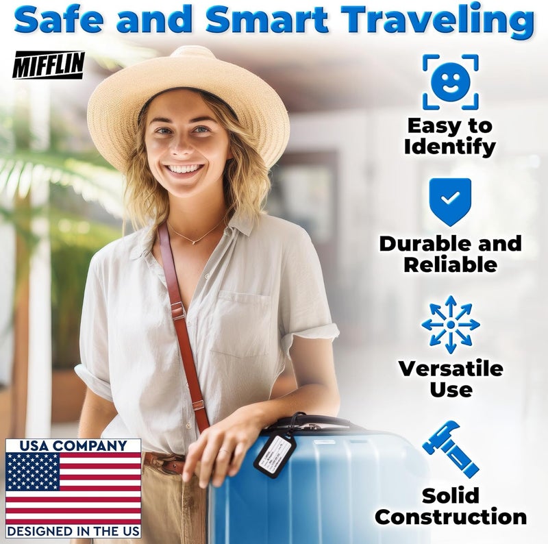 MIFFLIN -USA Luggage Tags (Black, 50 PK), Bag Tag for Baggage, Suitcase Tags Bulk - Image 2