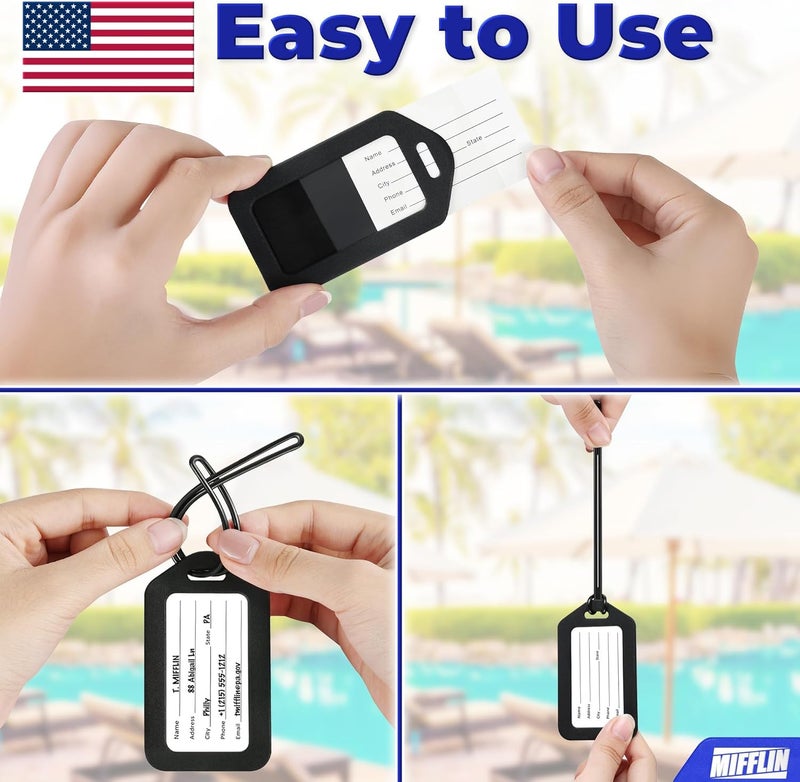 MIFFLIN -USA Luggage Tags (Black, 50 PK), Bag Tag for Baggage, Suitcase Tags Bulk - Image 3