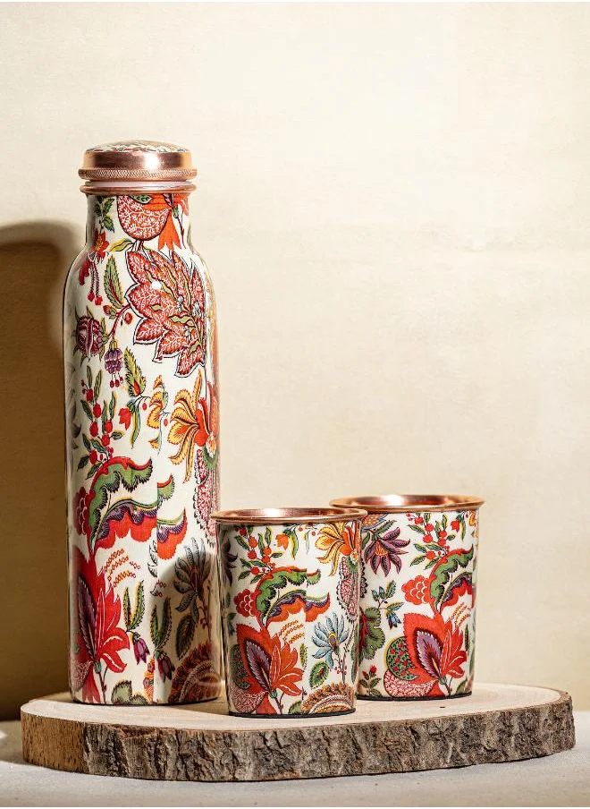كويزيرا Built in Glass Copper Bottle with  2 glasses