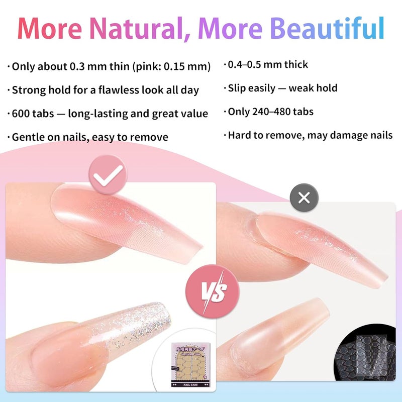 Sun&Beam Nails - Double-Sided Nail Glue Pads for Artificial Nails, Self-Adhesive Pads - Waterproof, Environmentally Friendly, Extra Strong Adhesion - Nail Tabs - 25 Sheets (Standard Size 600 Pieces) - Image 3