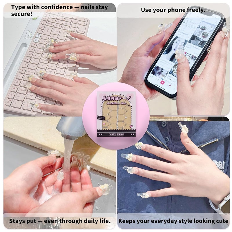 Sun&Beam Nails - Double-Sided Nail Glue Pads for Artificial Nails, Self-Adhesive Pads - Waterproof, Environmentally Friendly, Extra Strong Adhesion - Nail Tabs - 25 Sheets (Standard Size 600 Pieces) - Image 4