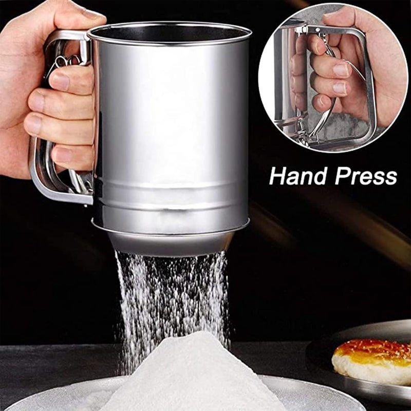 Perfect Pricee Flour Sifter Hand Squeeze Fine Mesh Flour Sifter Stainless Steel Baking Sieve Cup for Powdered Sugar for Home Bakery Pack 1 - Image 2