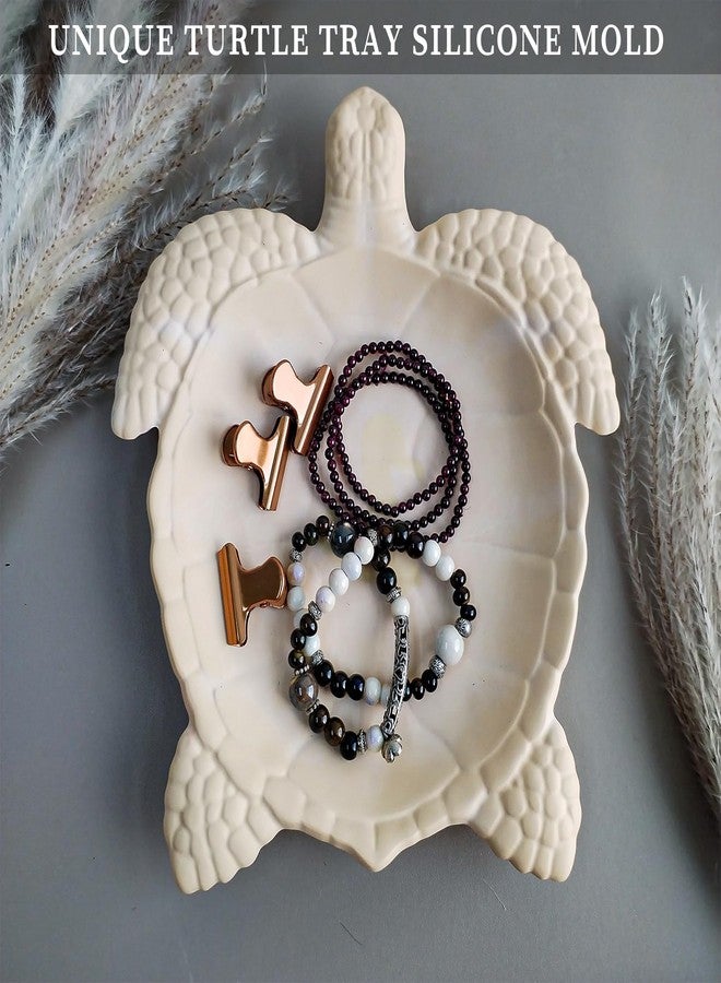 Wehous Texture Turtle Tray Resin Mold, Storage Tray Silicone Molds for Epoxy Resin, Creative Marine Animal Container Jewelry Holder Trinket Plate Mold Turtle Concrete Clay Craft Halloween Home Decor - Image 2