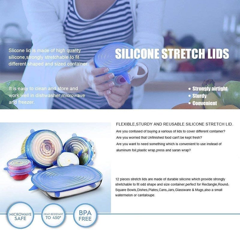 Zipron Silicone Stretch Lids Set of 6 Multi Size Reusable Silicone Lids - Food and Bowl Covers, Dishwasher and Freezer Safe (Multicolour) - Image 2