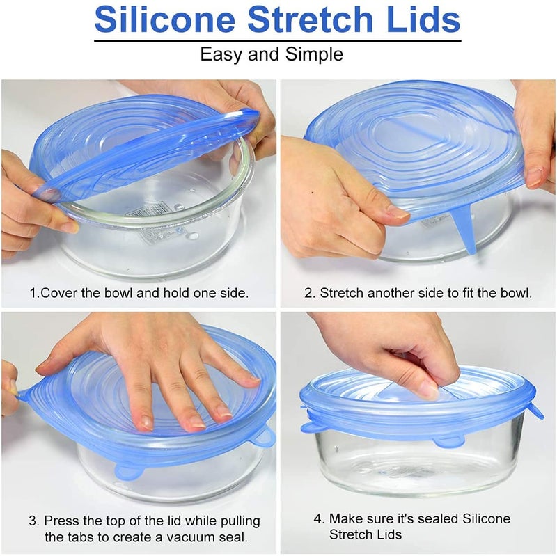 Zipron Silicone Stretch Lids Set of 6 Multi Size Reusable Silicone Lids - Food and Bowl Covers, Dishwasher and Freezer Safe (Multicolour) - Image 3