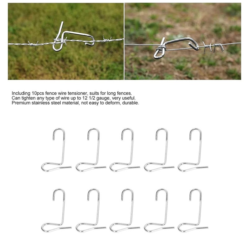 Heavy Duty Steel Wire Tightener Tool 10Pcs Barbed Wire Repair Kit for Farm Ranch - Image 3