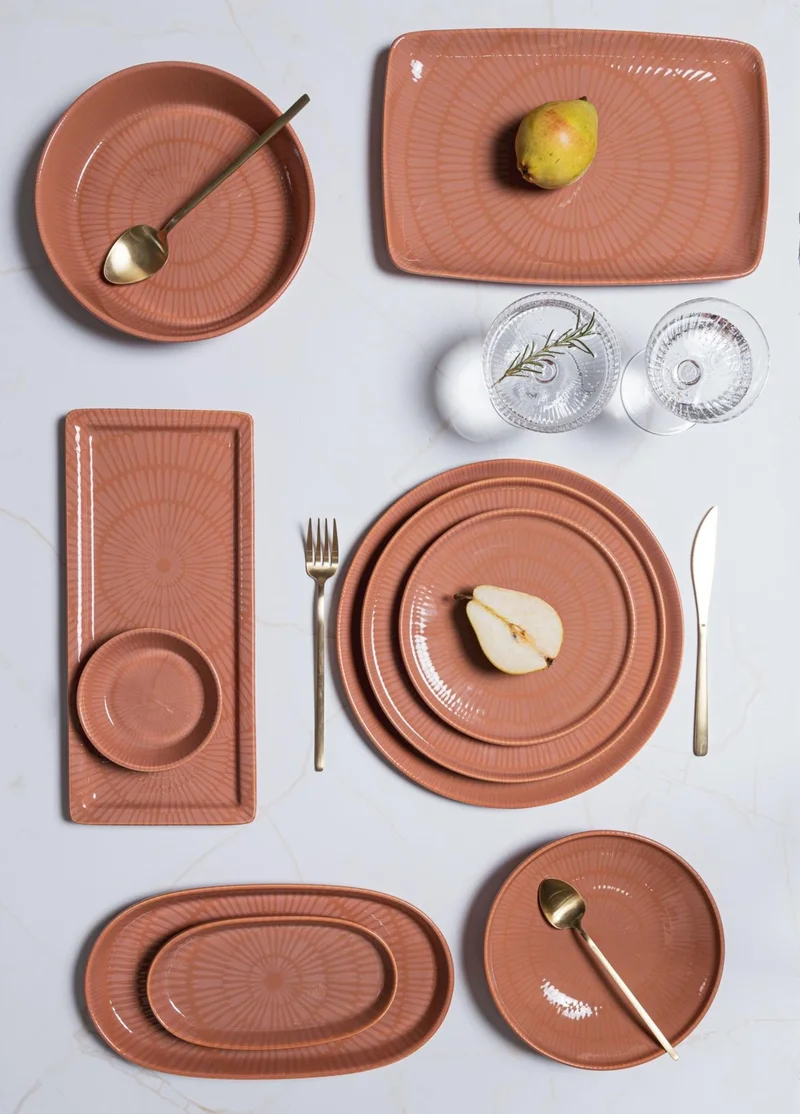 THE MIA Noon Serving Plate Set of 6 Salmon 26 cm