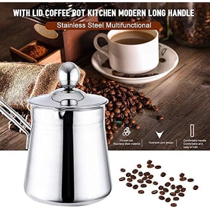rayihni Milk Jug Turkish Coffee Pot Long Handle Stainless Steel With Lid 550 Ml - Image 4