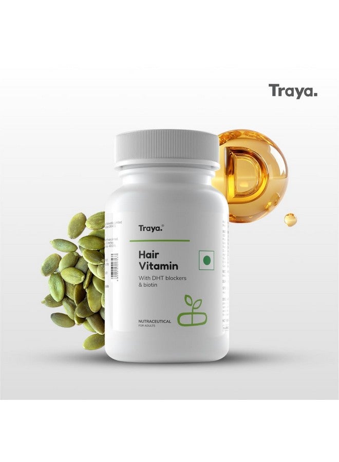 Traya Hair Vitamins Capsules, Natural DHT Blocker & Biotin Capsules for Hair Growth, Hair Fall Control, Contains 12 mcg Biotin, Vitamin, Iron, Omega 3 & Bhringraj (30 Multivitamins for Hair), 50 grams - Image 2