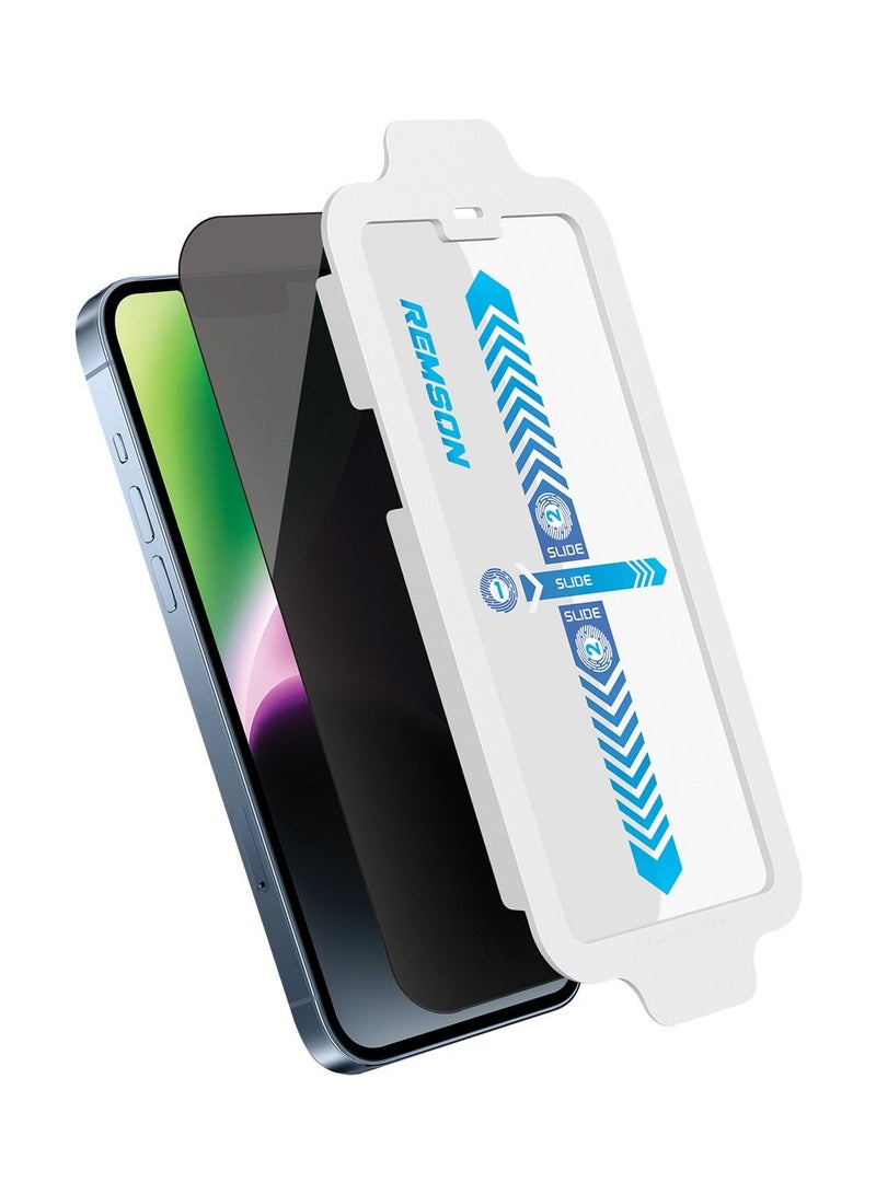 Remson واقي شاشة Remson Glass Guard Pro + 9H من الزجاج المقوى للخصوصية بتغطية كاملة مع أداة تثبيت المحاذاة التلقائية مصمم لهاتف iPhone 14 مقاس 6.1 بوصة - Image 1