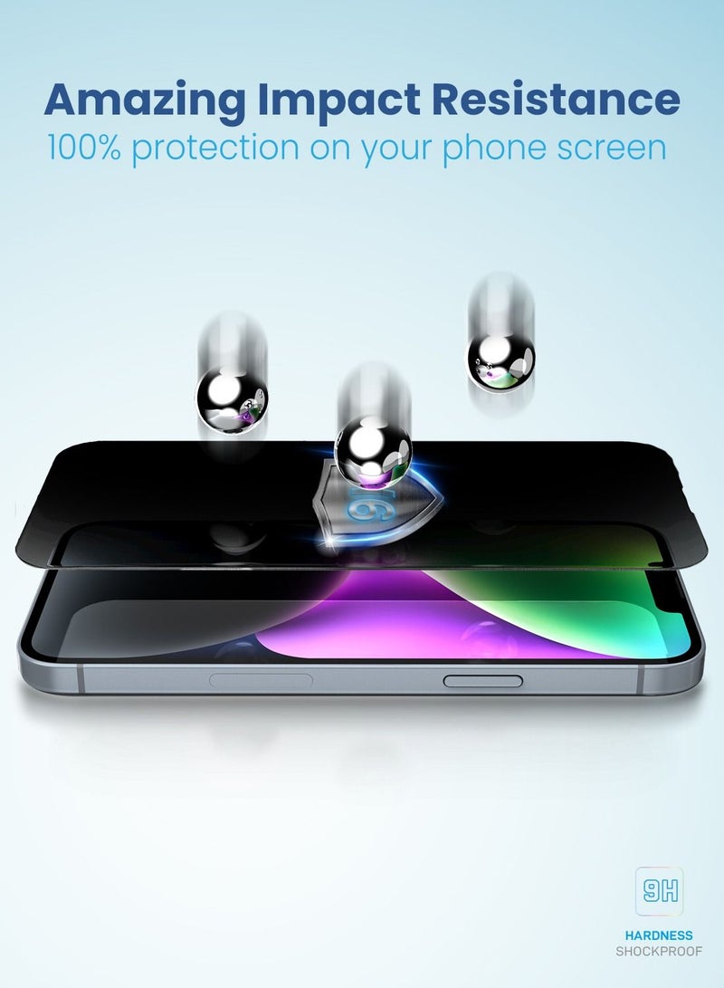 Remson واقي شاشة Remson Glass Guard Pro + 9H من الزجاج المقوى للخصوصية بتغطية كاملة مع أداة تثبيت المحاذاة التلقائية مصمم لهاتف iPhone 14 مقاس 6.1 بوصة - Image 2