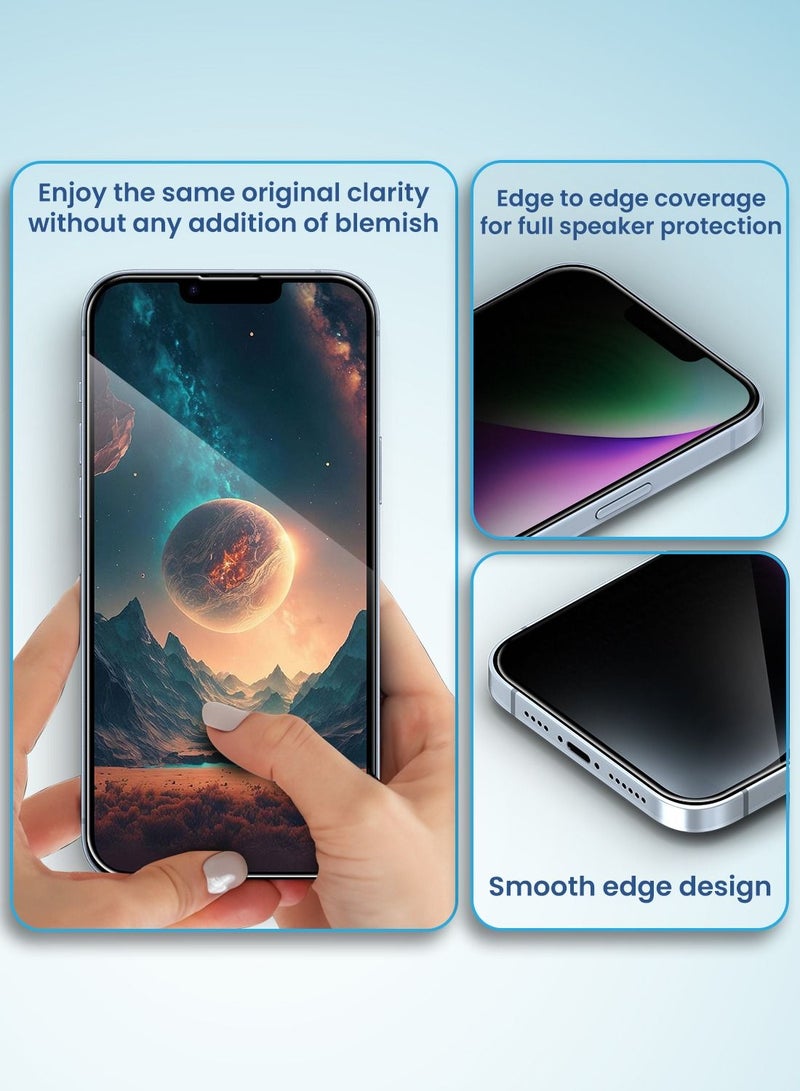 Remson واقي شاشة Remson Glass Guard Pro + 9H من الزجاج المقوى للخصوصية بتغطية كاملة مع أداة تثبيت المحاذاة التلقائية مصمم لهاتف iPhone 14 مقاس 6.1 بوصة - Image 3