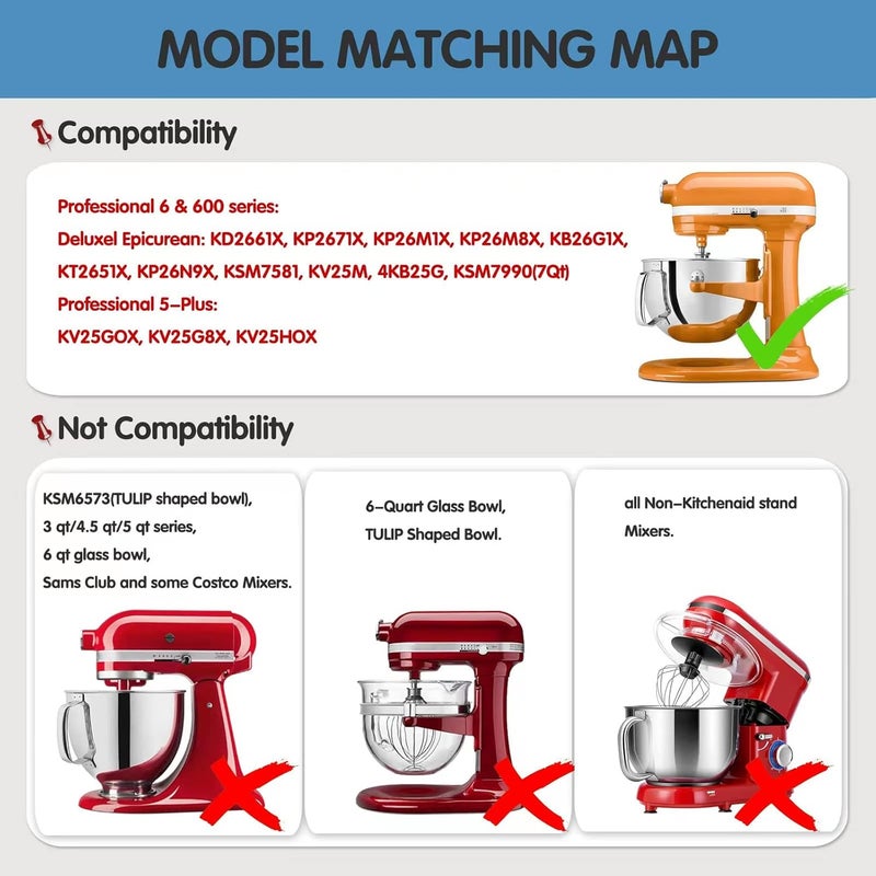 Moloudan 6 Quart Flex Edge Beater for Kitchenaid Bowl-Lift Stand Mixers, Kitchenaid Paddle Attachment with Both-Sides Flexible Silicone Edges Bowl Scraper, And Mixer Slider Mat for Kitchenaid 6 Qt Mixer - Image 3