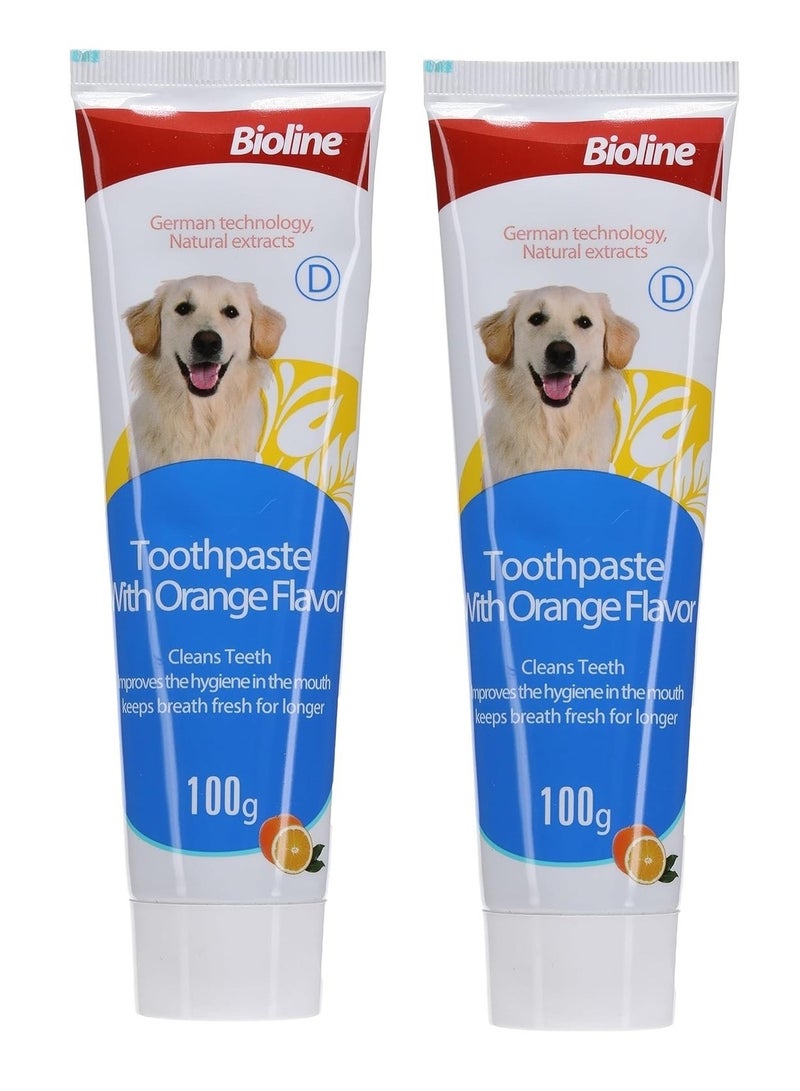 Bioline Tooth Paste Orange Flavor For Dogs 2X100G - Image 1