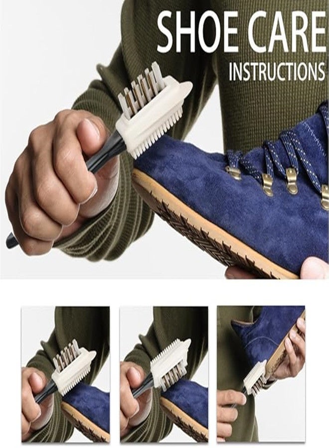 أوساويك مجموعة تنظيف الفرش الجلدية بأربعة اتجاهات من جلد الغزال والنوبوك، مجموعة تنظيف الأحذية مع ممحاة مطاطية ومنشفة وفرشاة للأحذية المصنوعة من الجلد السويدي والأحذية طويلة الرقبة والعناية بالجلد - Image 4