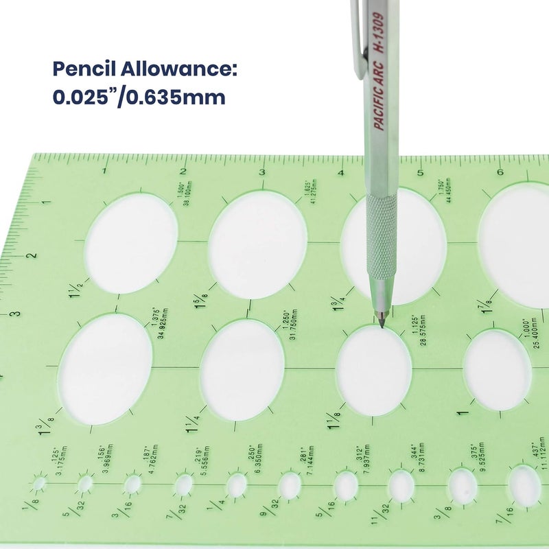 Pacific Arc Isometric Ellipse Guide Template, 27 Total Ellipse from 1/8 Inch to 2 Inch with Inch Graduations - Image 4