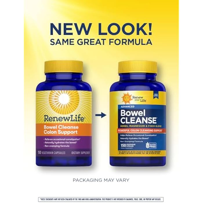 Renew Your Life Bowel Cleanse with Herbal, Magnesium and Fiber Blend | Helps Relieve Occasional Constipation | Gluten Free | 150 Vegetarian Capsules - Image 2
