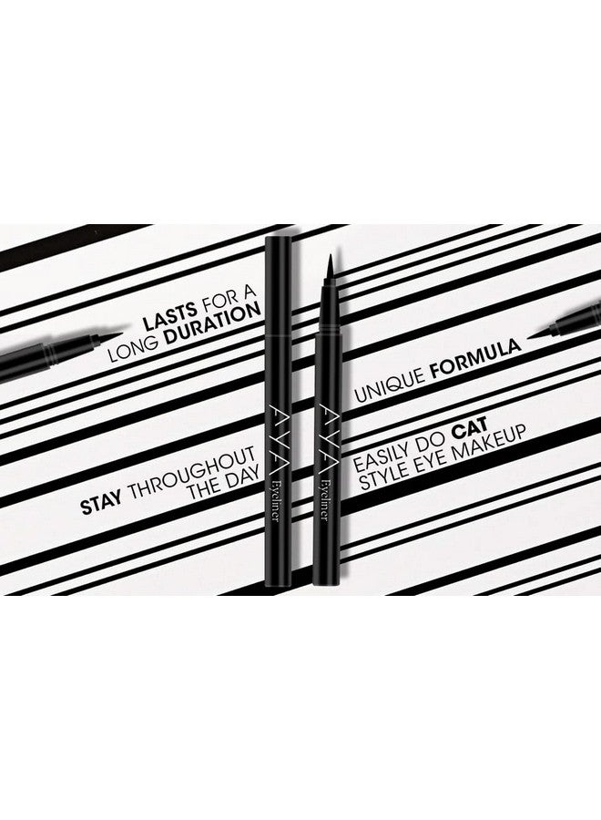 AYA Waterproof 24 Hours Long Lasting Eyeliner | Smudge Proof, Transfer Proof Eye Liner For Eye Makeup (Black) - Image 3