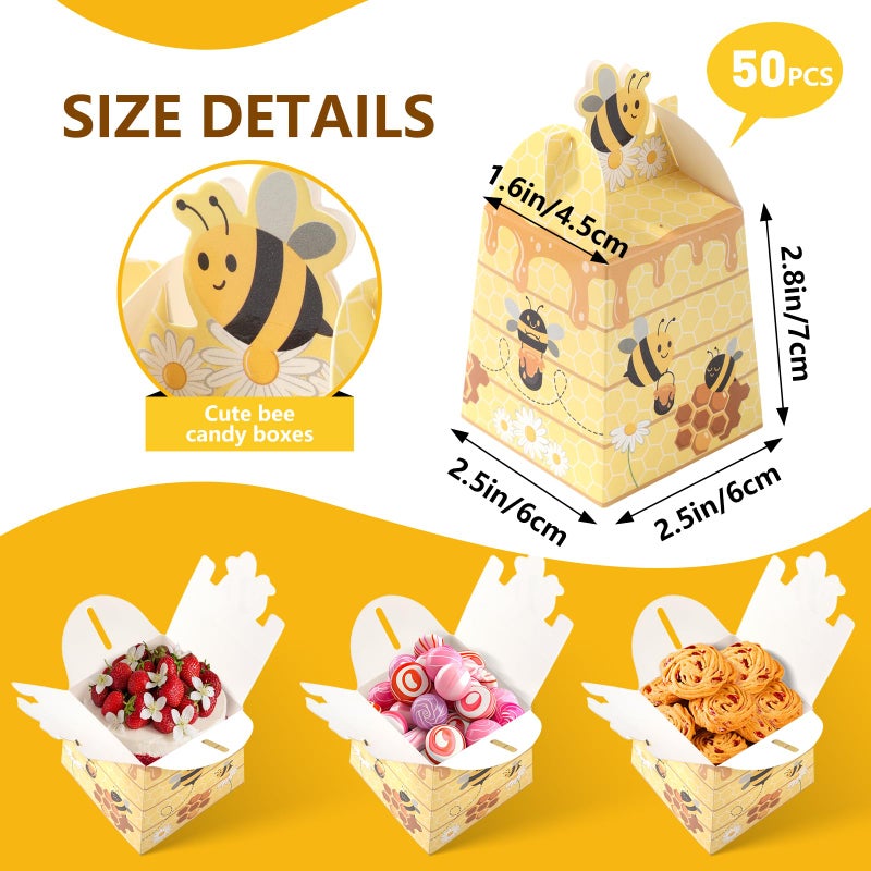 Cyblinia Bumble Bee Candy Boxes 50 Pcs Beehive Gift Boxes Paper Bee Party Favor Box for Birthday Decorations - Image 2