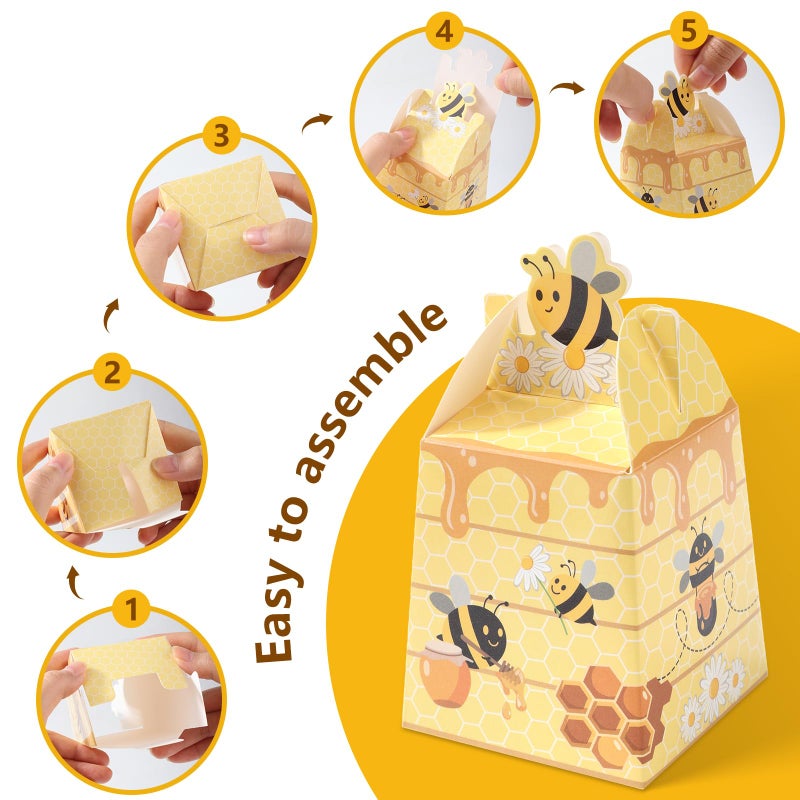 Cyblinia Bumble Bee Candy Boxes 50 Pcs Beehive Gift Boxes Paper Bee Party Favor Box for Birthday Decorations - Image 3