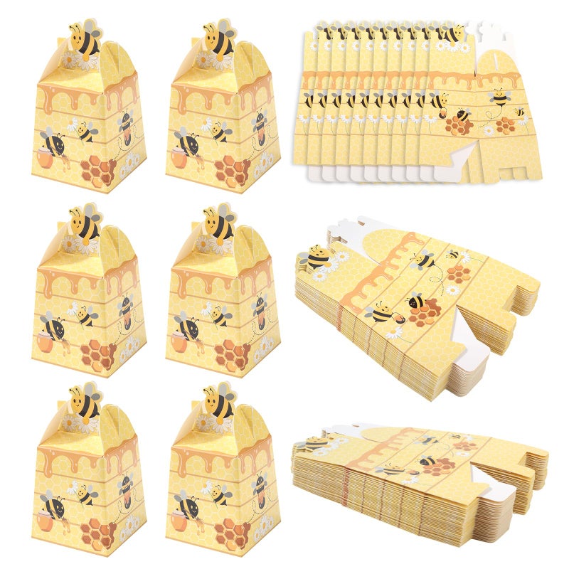 Cyblinia Bumble Bee Candy Boxes 50 Pcs Beehive Gift Boxes Paper Bee Party Favor Box for Birthday Decorations - Image 1