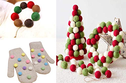Cartsyou Felt Wool Beads Balls Pom Pom Handmade DIY for Craft Dream Catcher Baby Moile Pompom Home Decor Nursery Party Props (Green 20mm 30pcs) - Image 4