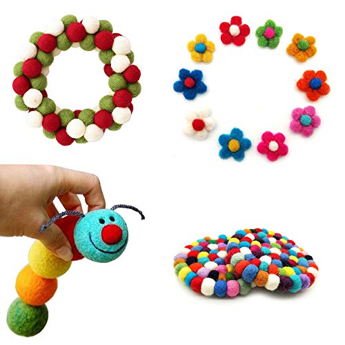 Cartsyou Felt Wool Beads Balls Pom Pom Handmade DIY for Craft Dream Catcher Baby Moile Pompom Home Decor Nursery Party Props (Green 20mm 30pcs) - Image 3