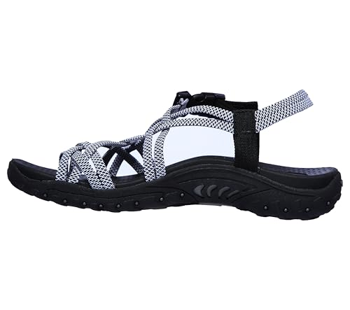Skechers womens Reggae - IRIE MON -Multi Strap Toe Thong Sandal , Black/White, 7 - Image 2