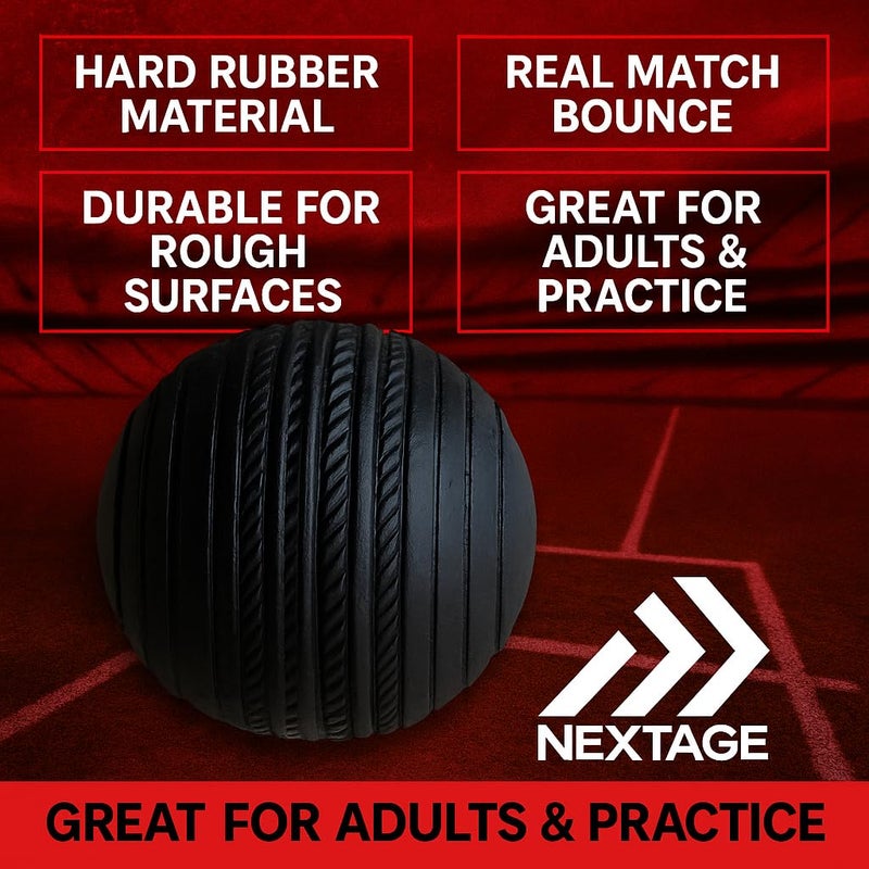 Nextage كرة كريكيت مطاطية - مثالية لمباريات التدريب | مناسبة لجميع الأعمار | متينة وطويلة الأمد | مثالية للتدريب على الرمي والميدان | سوداء (2) - Image 2