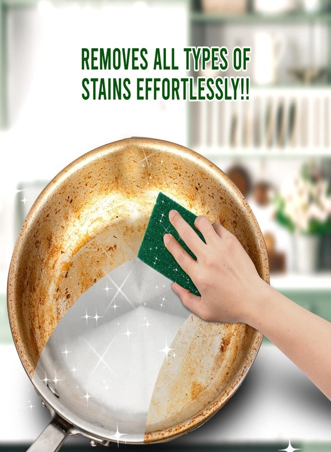 Shinezap 12 PCS Heavy Duty Scour Pads, Nylon Green Sponge Non Abrasive Reusable Scouring Cleaning Scrub Pads for Kitchen, Sink, Garage and Dishes, Multipurpose - Image 3