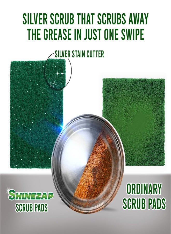 Shinezap 12 PCS Heavy Duty Scour Pads, Nylon Green Sponge Non Abrasive Reusable Scouring Cleaning Scrub Pads for Kitchen, Sink, Garage and Dishes, Multipurpose - Image 4