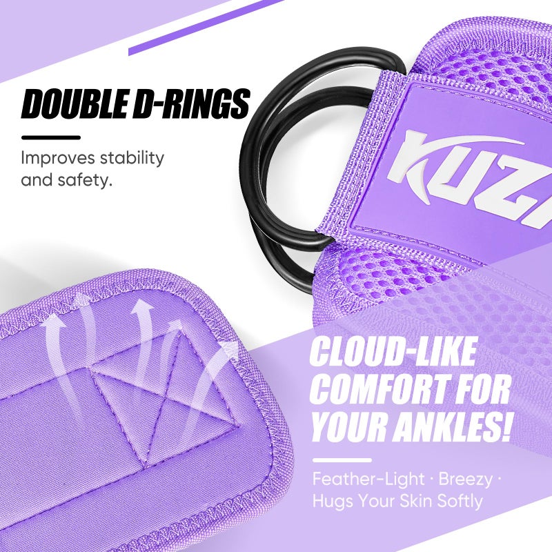 KUZARO Ankle Resistance Bands with Cuffs, Ankle Weights Bands for Working Out, Women Leg and Glutes Workout Equipment, Exercise Bands for Kickbacks, Butt and Booty Trainer, Home Gym Fitness Equipment - Image 4