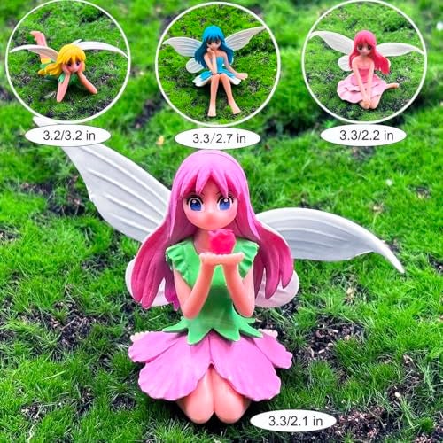 Suartus Miniature Fairy Figurines - 4Pcs Small Flower Fairies Ornaments Resin Mini Fairy Figurines Tiny Elf for DIY Fairy Garden Flower Pot Bonsai Micro Landscapes Craft Decoration Accessories (purple) - Image 3