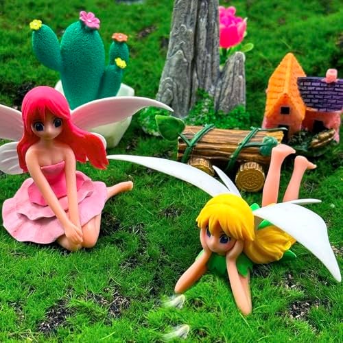 Suartus Miniature Fairy Figurines - 4Pcs Small Flower Fairies Ornaments Resin Mini Fairy Figurines Tiny Elf for DIY Fairy Garden Flower Pot Bonsai Micro Landscapes Craft Decoration Accessories (purple) - Image 5
