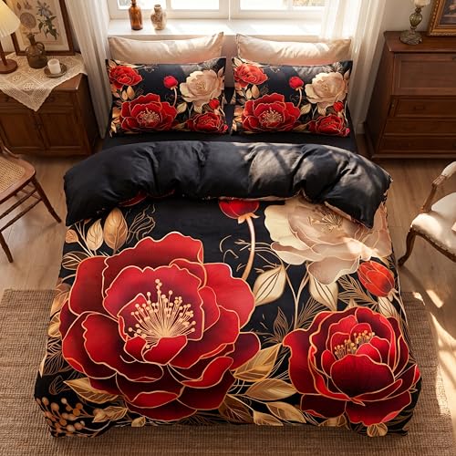 CCoutueChen Black and Red Comforter Set Girls King Size 104"x90" - Image 1