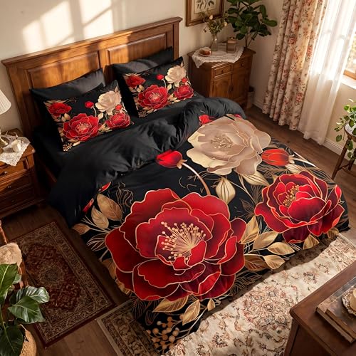 CCoutueChen Black and Red Comforter Set Girls King Size 104"x90" - Image 2