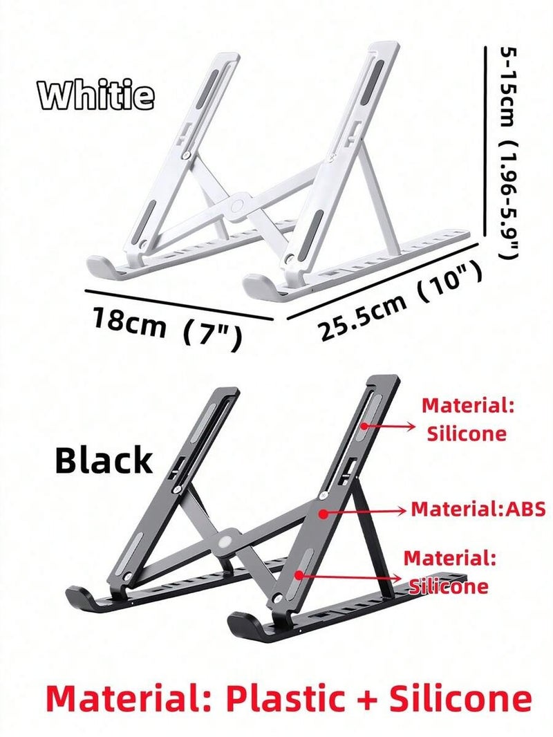 Shein Single Disc Laptop Stand, Portable Plastic Holder for iPad & Phone, Adjustable Angle 10°, Fits 12-18 Inch Laptops, for Desk Bedroom Study Travel - Black - Image 3