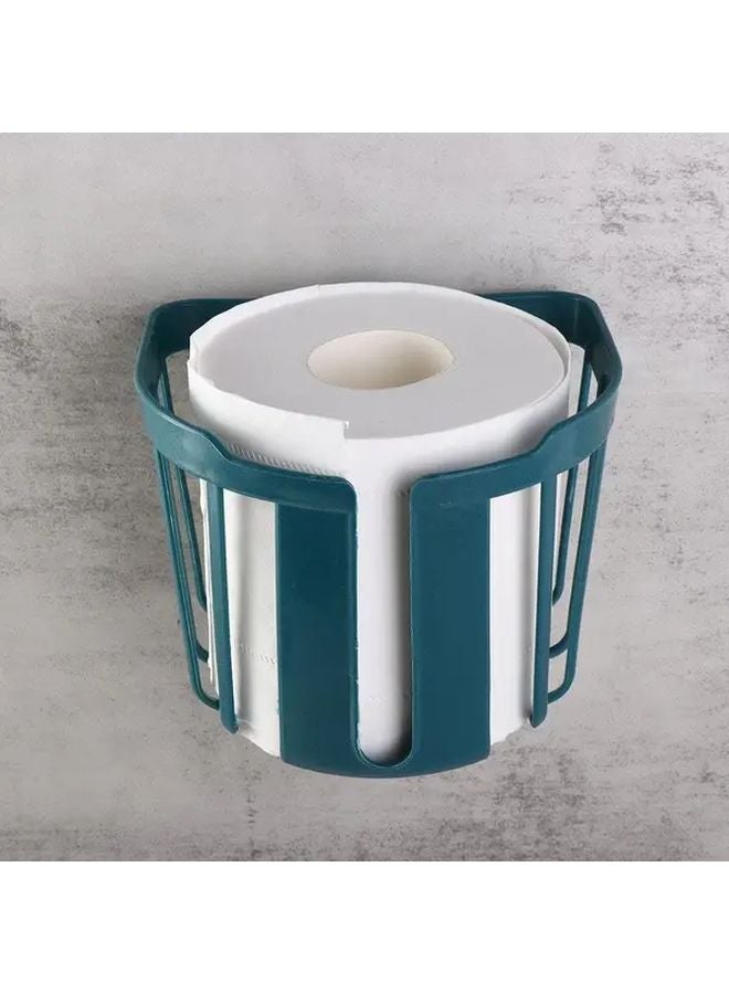 Blue Adhesive Wall Mounted Toilet Paper Holder Dispenser Storage Rack 3pcs - Image 2