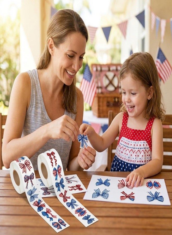 BkeeCten Patriotic Bow Stickers Roll - 16 Unique Red White Blue Vinyl Self Adhesive Durable Waterproof Decals for Scrapbooking Laptop Water Bottle Independence Day 4th of July Party Craft Supplies - Image 5