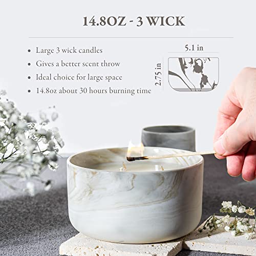 Hidden Label Vanilla Caramel Soy Candle, 14.8oz Soy Wax, 3 Wicks, Long-Lasting with Heat-Resistant Ceramic Jar, Soy Candles for Home Scented, Large Candle Gift for Womens at Living rooms Bedrooms Bathrooms Offices - Image 4