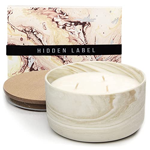 Hidden Label Vanilla Caramel Soy Candle, 14.8oz Soy Wax, 3 Wicks, Long-Lasting with Heat-Resistant Ceramic Jar, Soy Candles for Home Scented, Large Candle Gift for Womens at Living rooms Bedrooms Bathrooms Offices - Image 1