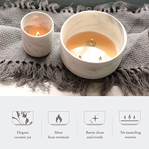 Hidden Label Vanilla Caramel Soy Candle, 14.8oz Soy Wax, 3 Wicks, Long-Lasting with Heat-Resistant Ceramic Jar, Soy Candles for Home Scented, Large Candle Gift for Womens at Living rooms Bedrooms Bathrooms Offices - Image 5