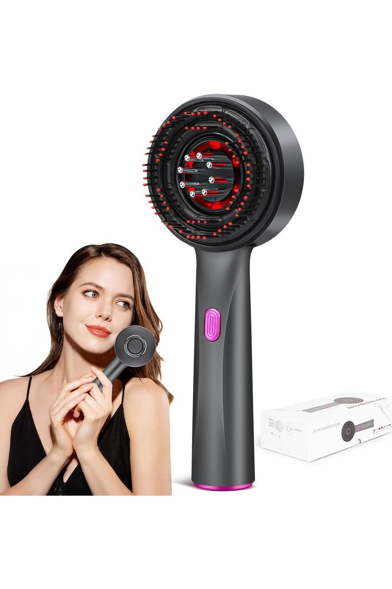 اداة توزيع زيت الشعر 3 في 1 لفروة الراس ومدلك الشعر، فرشاة تدليك كهربائية لفروة الرأس، زيت فروة الرأس مقاوم للماء بدرجة IPx7، رمادي داكن - Image 1